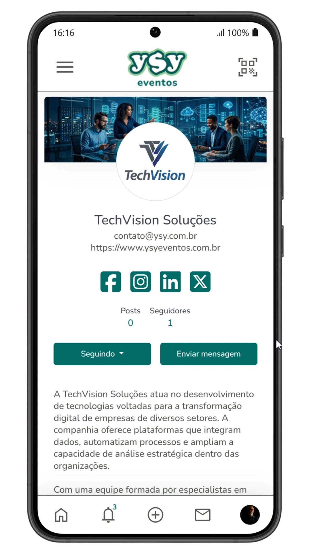 Tela do app YSY Eventos 07