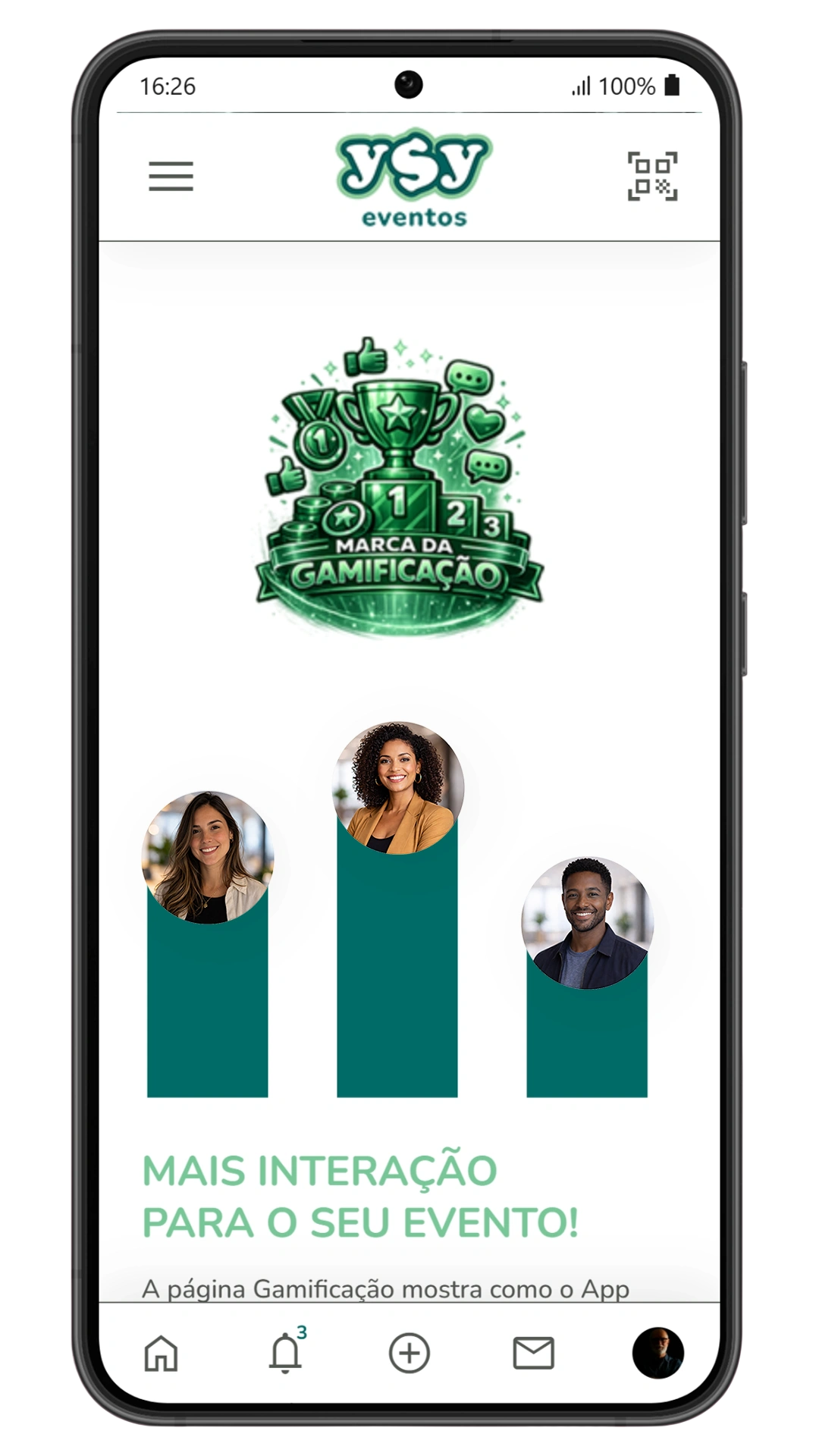 Gamificação customizável no app YSY Eventos