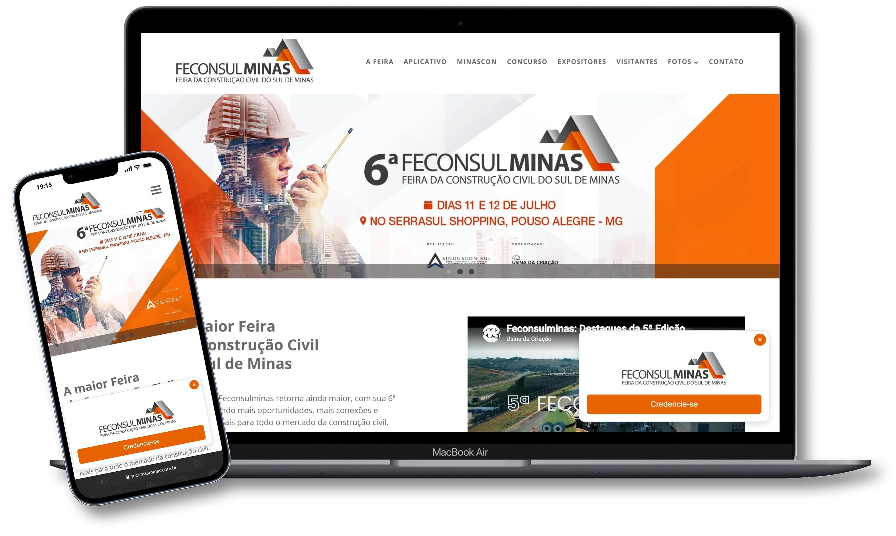 Site do evento exibido em um notebook