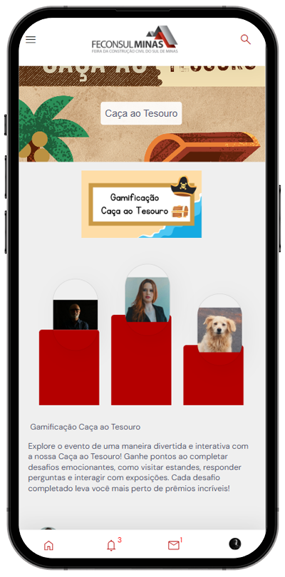 Tela de gamificação no app YSY Eventos